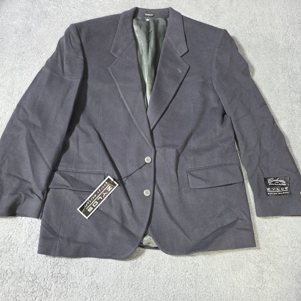 Zylos George Machado Mens 44R Blazer Grey Cashmere Merino Wool Sport Coat Gallo
